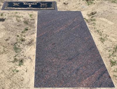 Royal Mahogany Granite Ledger Memorial with matching headstone